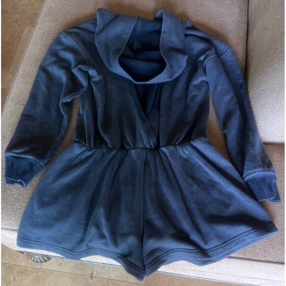 Free People Such a Flirt Romper Navy Blue Hooded Open Back Long Sleeve XS, S NEW - Picture 8 of 16